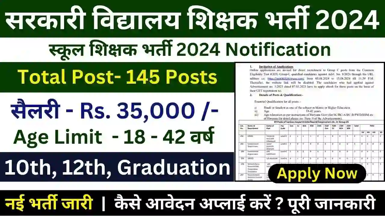 Govt School Teacher Bharti Study Work 2024