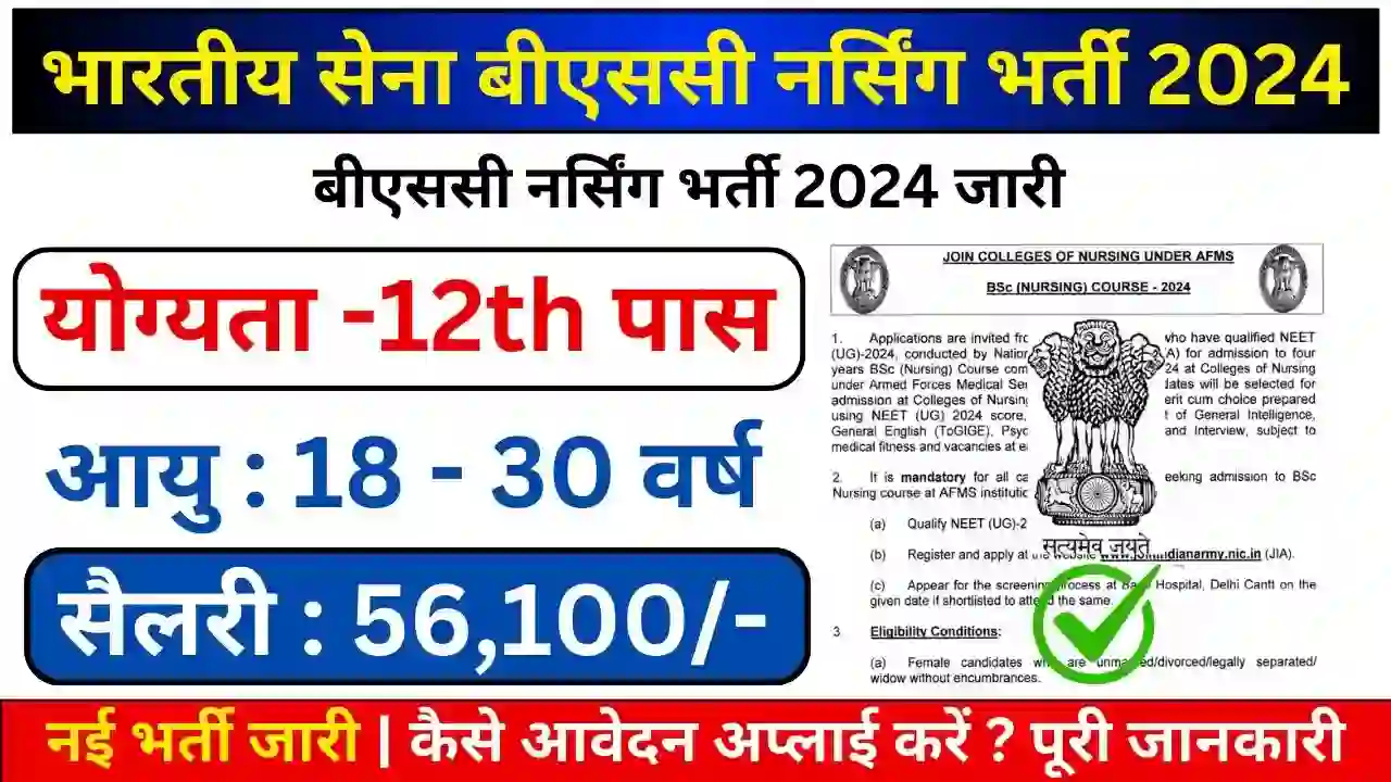 Indian Army BSc Nursing Exam Date 2024