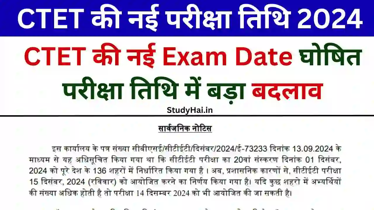 CTET Exam Date 2024 Application Form New Update